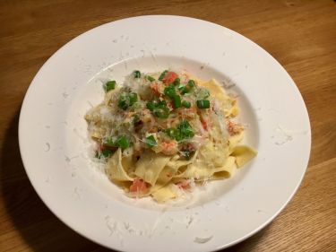 Rezeptbild - Safrannudeln mit Flusskrebsfleisch